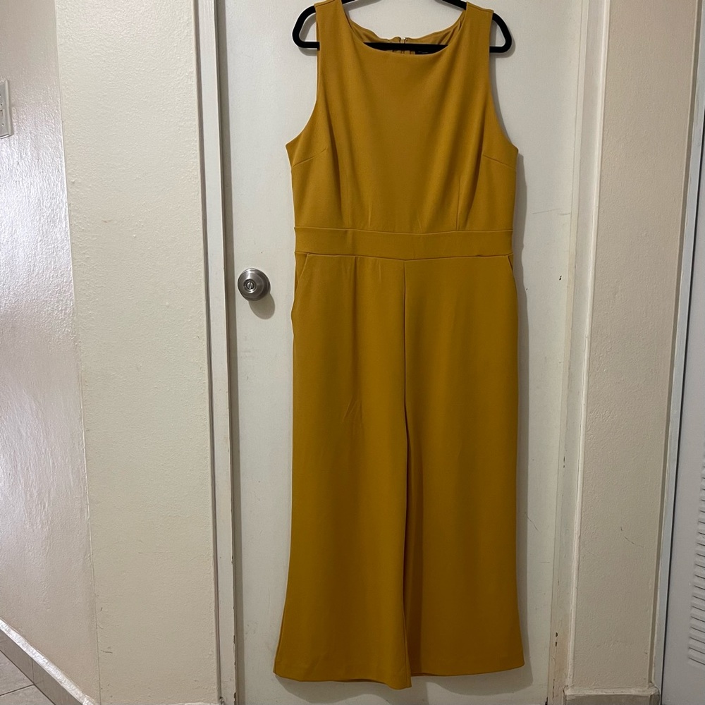 Elegant Ann Taylor jumpsuit in color mustard and size 16.